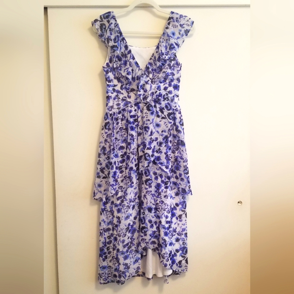 Blue & White Flowered Maxi Dress